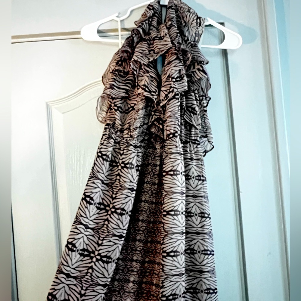 MM Couture halter neck ruffle tie dress.